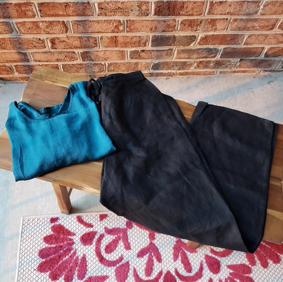 Black Tie Waist Linen Pant - Picture 4 of 4